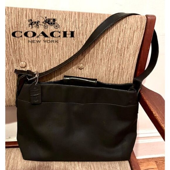 Vintage Y2K Coach Mercer nylon twill, leather shoulder bag, black - Picture 1 of 7